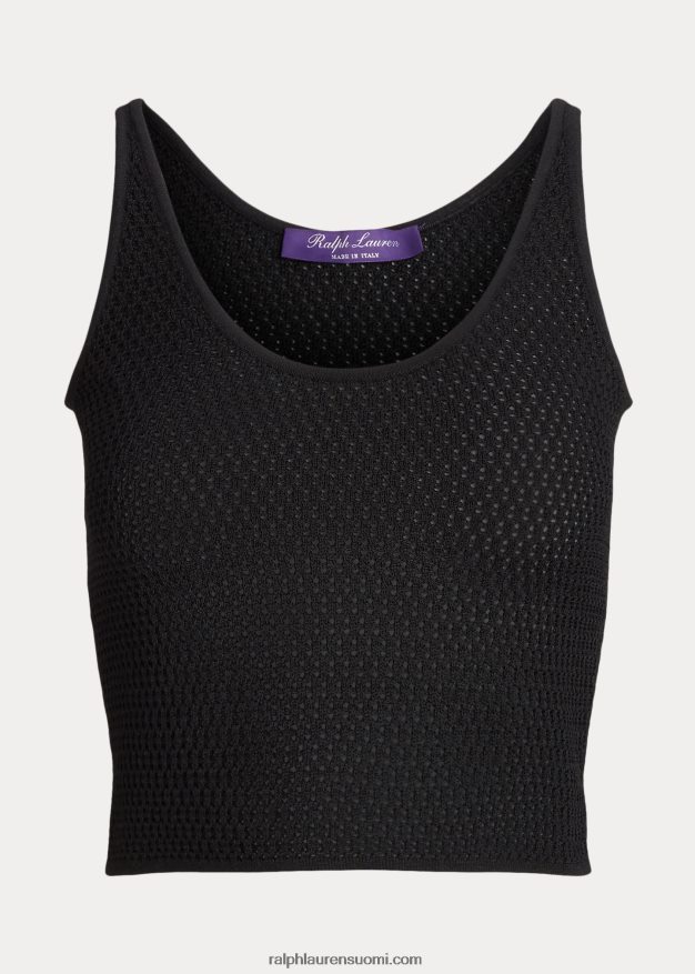 Ralph Lauren naiset silkkiverkkoinen villapaita 0Z24ZR3595 musta