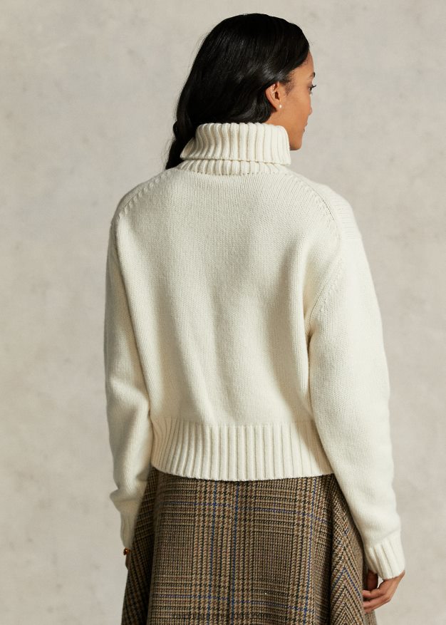 Ralph Lauren naiset spelman-kokoelma kirje villapaita 0Z24ZR3316 pergamentti kerma