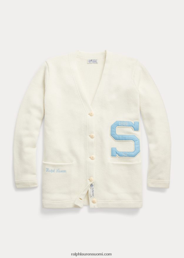 Ralph Lauren naiset spelman-malliston v-kaula-aukkoinen neuletakki 0Z24ZR3318 pergamentti kerma