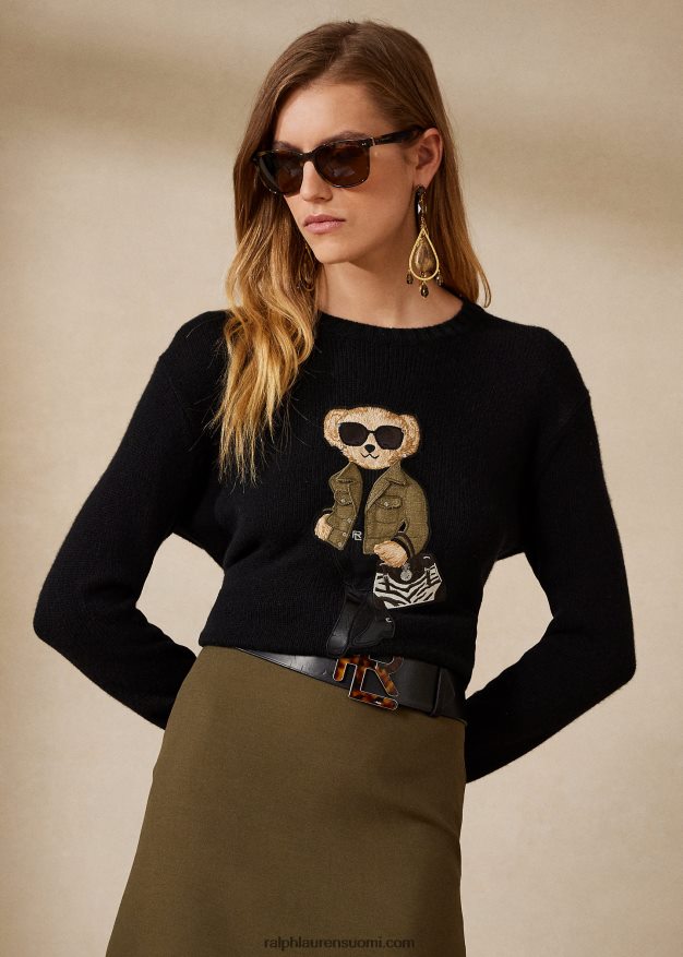 Ralph Lauren naiset utility polo bear kashmir villapaita 0Z24ZR9297 musta