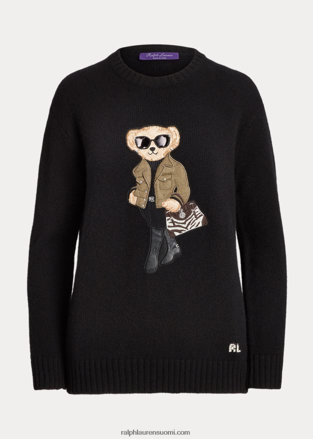 Ralph Lauren naiset utility polo bear kashmir villapaita 0Z24ZR9297 musta