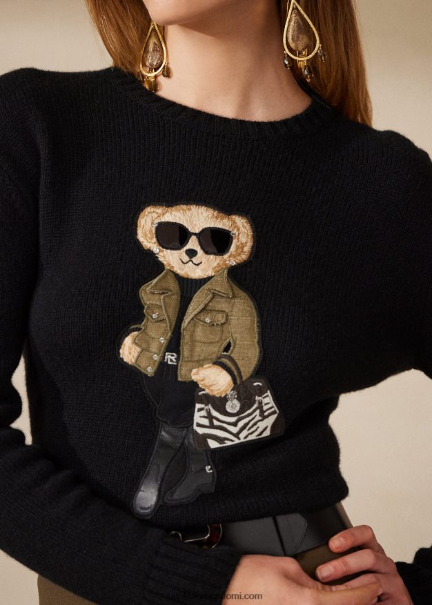 Ralph Lauren naiset utility polo bear kashmir villapaita 0Z24ZR9297 musta