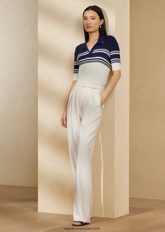 Ralph Lauren naiset värillinen merino-silkki poolopusero 0Z24ZR3478 luonnonvalkoinen/lux navy multi