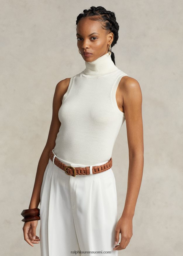 Ralph Lauren naiset villainen hihaton villapaita 0Z24ZR3159 pergamentti kerma