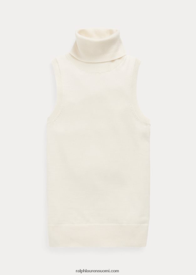 Ralph Lauren naiset villainen hihaton villapaita 0Z24ZR3159 pergamentti kerma