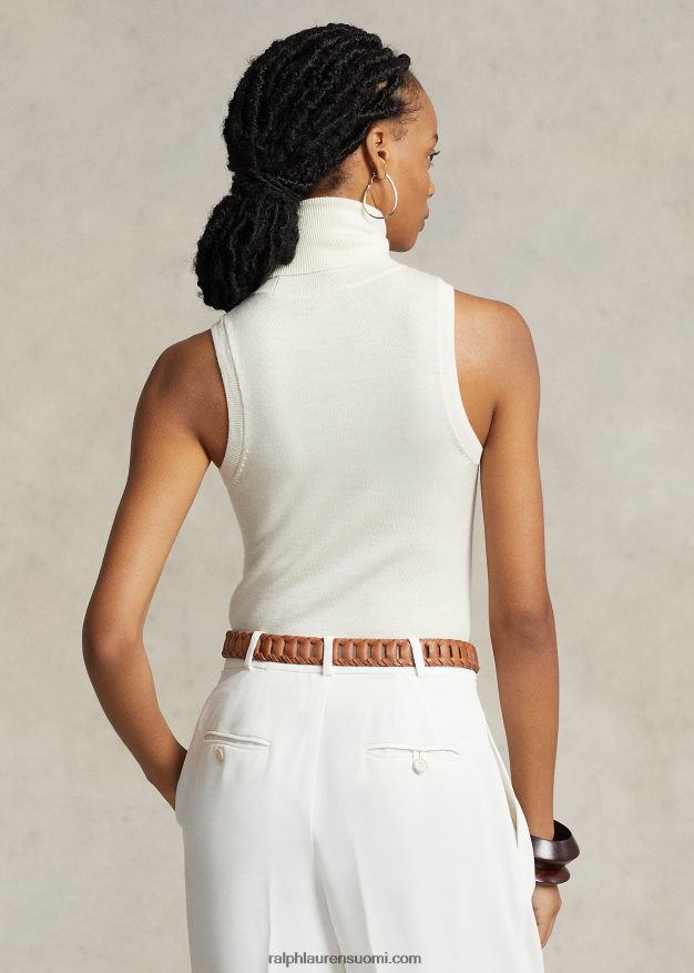 Ralph Lauren naiset villainen hihaton villapaita 0Z24ZR3159 pergamentti kerma