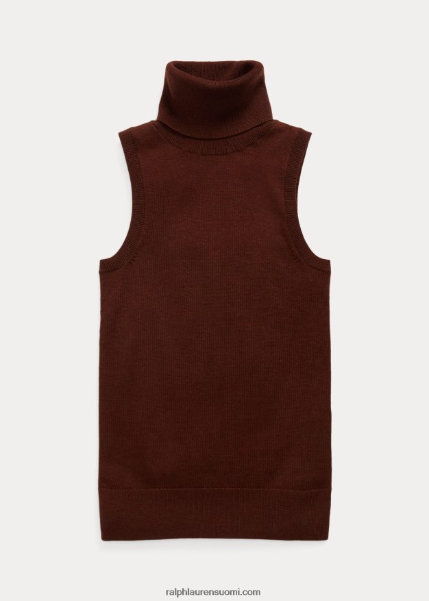 Ralph Lauren naiset villainen hihaton villapaita 0Z24ZR3160 suklaanruskea