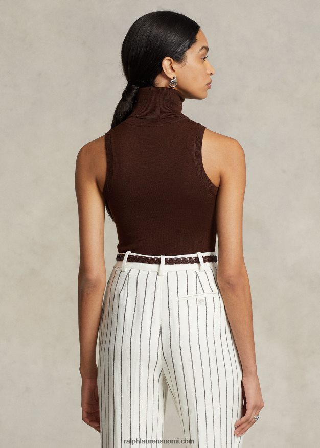 Ralph Lauren naiset villainen hihaton villapaita 0Z24ZR3160 suklaanruskea