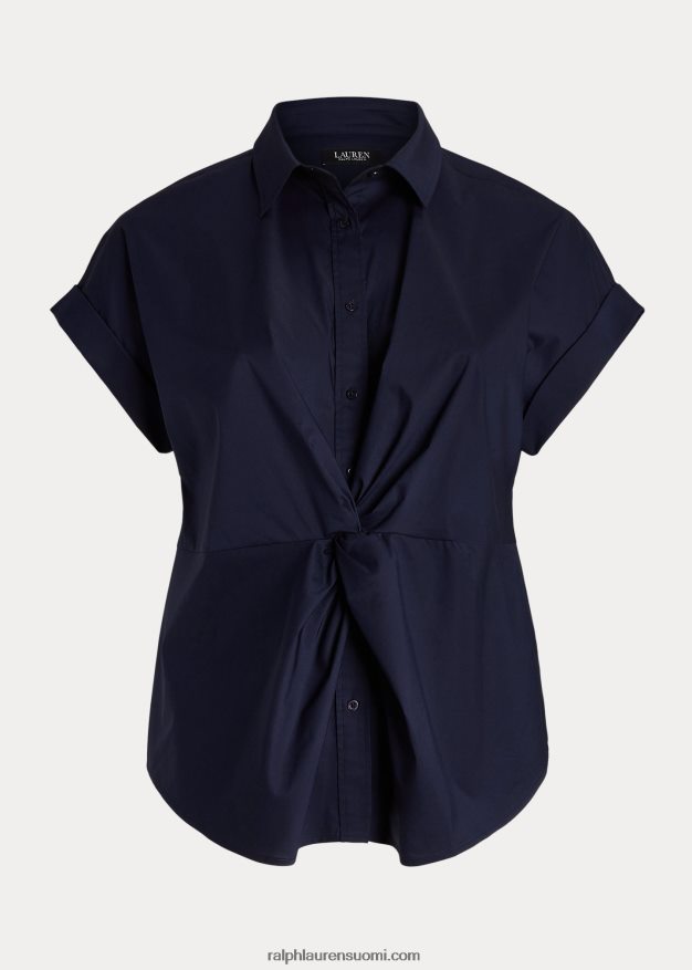 Ralph Lauren naiset Edessä kierretty puuvillainen lyhythihainen paita 0Z24ZR4625 hienostunut laivasto