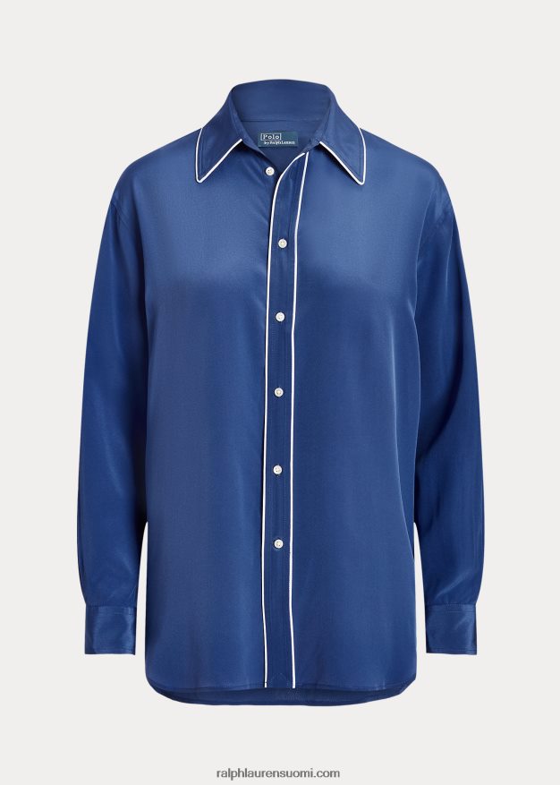 Ralph Lauren naiset Mulberry silkkipaita 0Z24ZR3078 kuninkaallinen laivasto