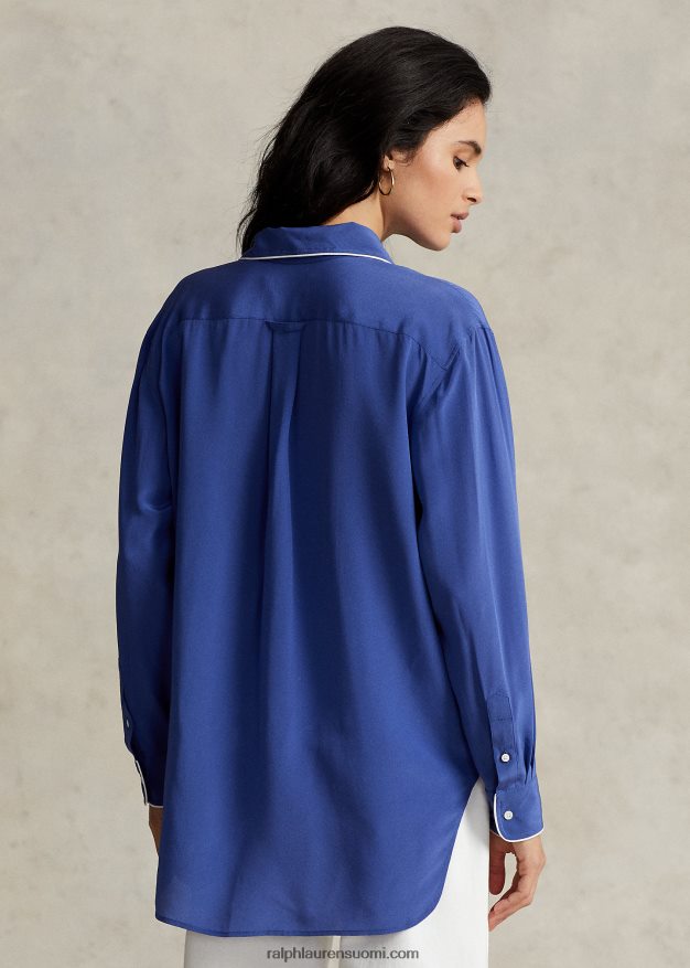 Ralph Lauren naiset Mulberry silkkipaita 0Z24ZR3078 kuninkaallinen laivasto