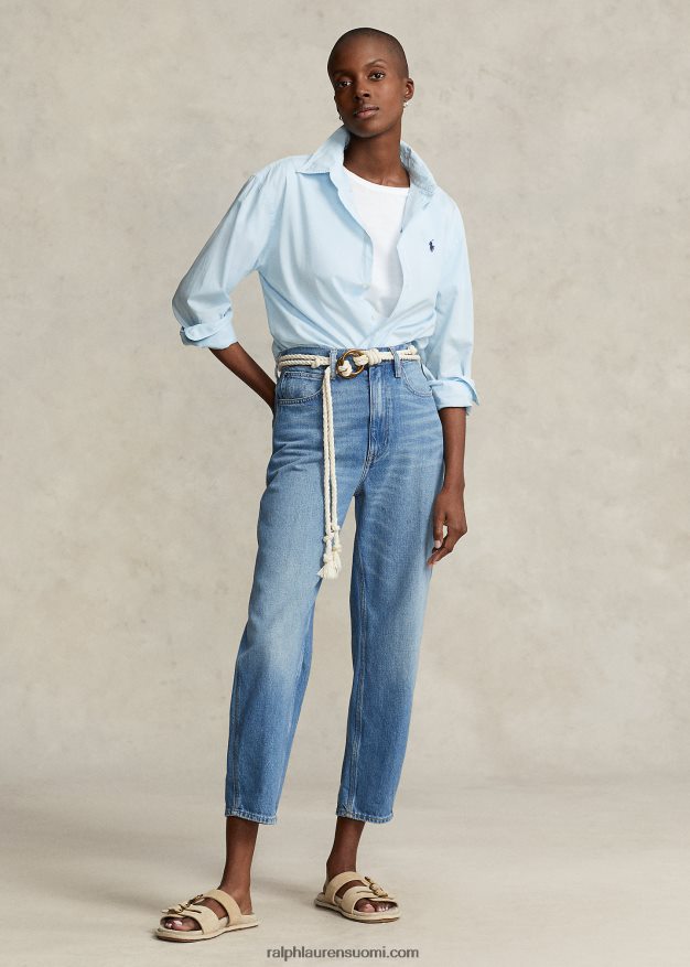 Ralph Lauren naiset Ylisuuri puuvillatwill-paita 0Z24ZR3155 jäätä