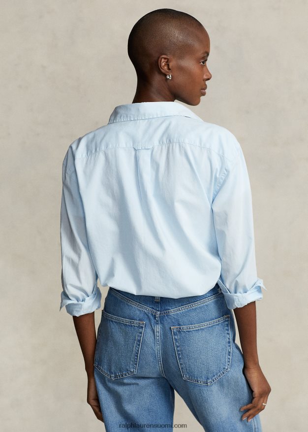 Ralph Lauren naiset Ylisuuri puuvillatwill-paita 0Z24ZR3155 jäätä