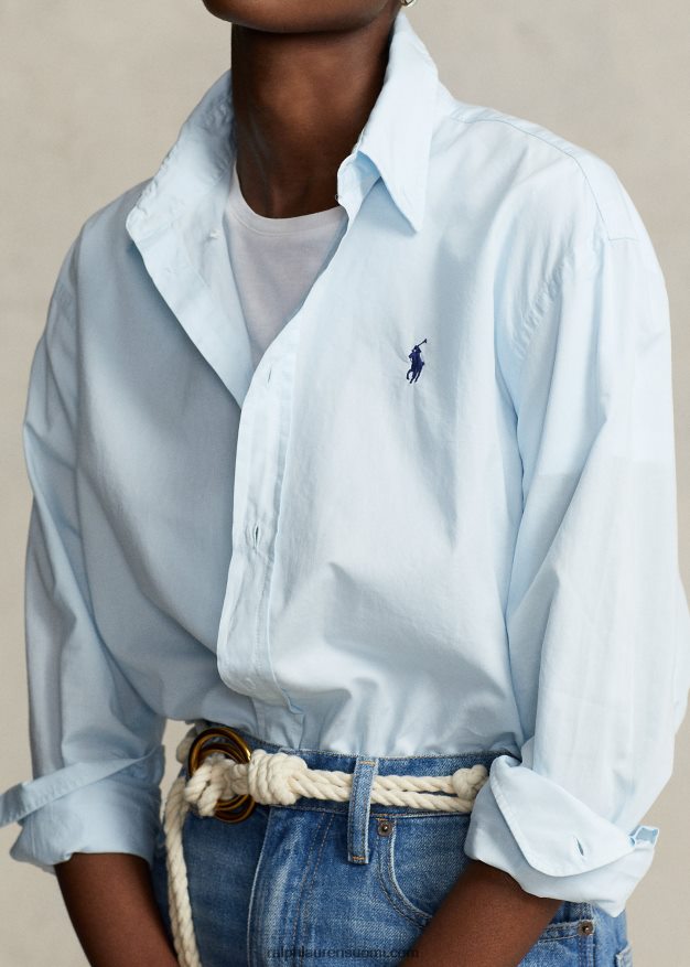 Ralph Lauren naiset Ylisuuri puuvillatwill-paita 0Z24ZR3155 jäätä