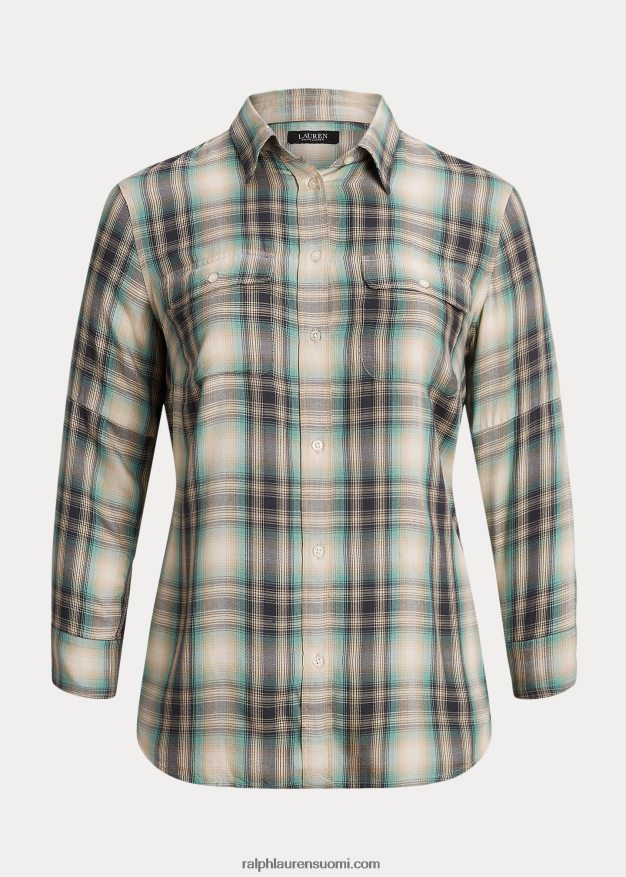 Ralph Lauren naiset Ylisuuri ruudullinen twill-paita 0Z24ZR4771 sininen/vihreä multi