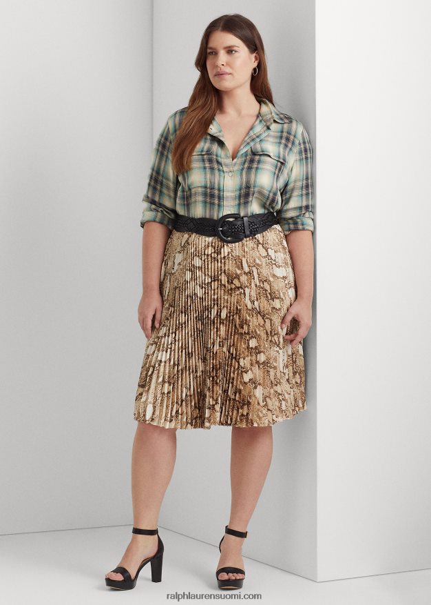 Ralph Lauren naiset Ylisuuri ruudullinen twill-paita 0Z24ZR4771 sininen/vihreä multi