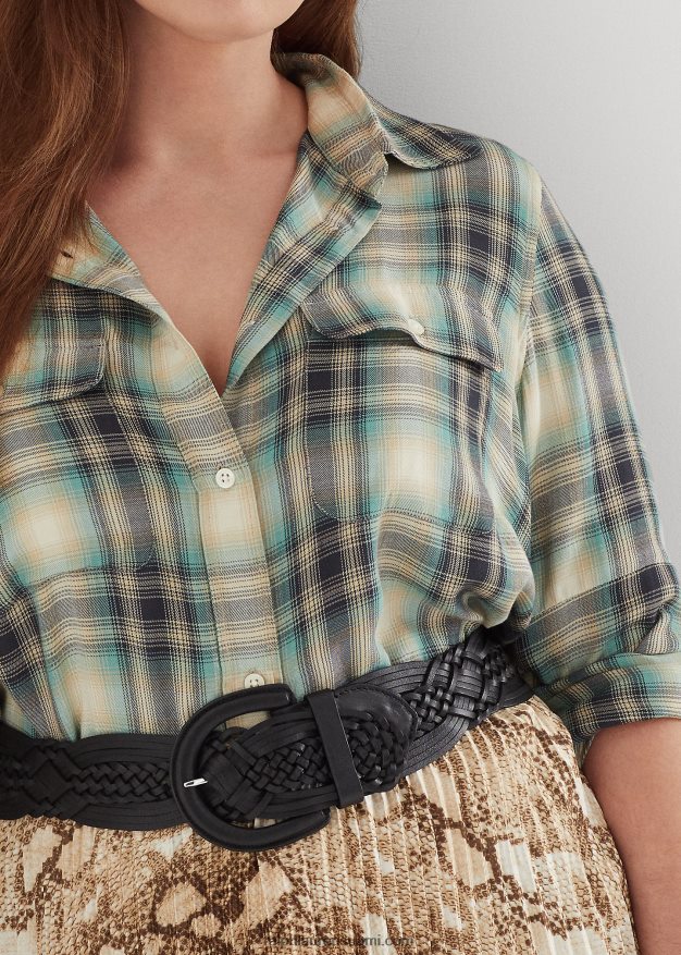 Ralph Lauren naiset Ylisuuri ruudullinen twill-paita 0Z24ZR4771 sininen/vihreä multi