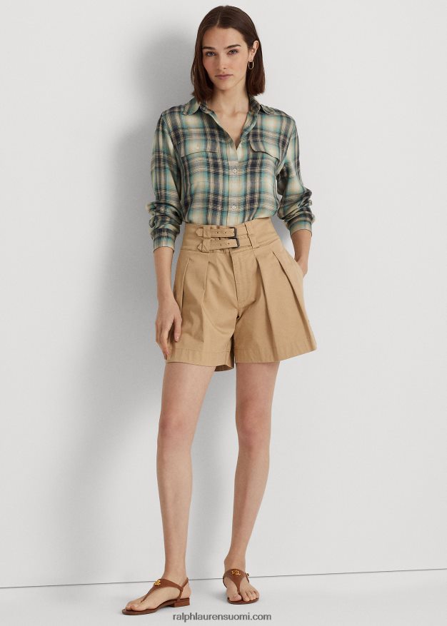 Ralph Lauren naiset Ylisuuri ruudullinen twill-paita 0Z24ZR4881 sininen/vihreä multi