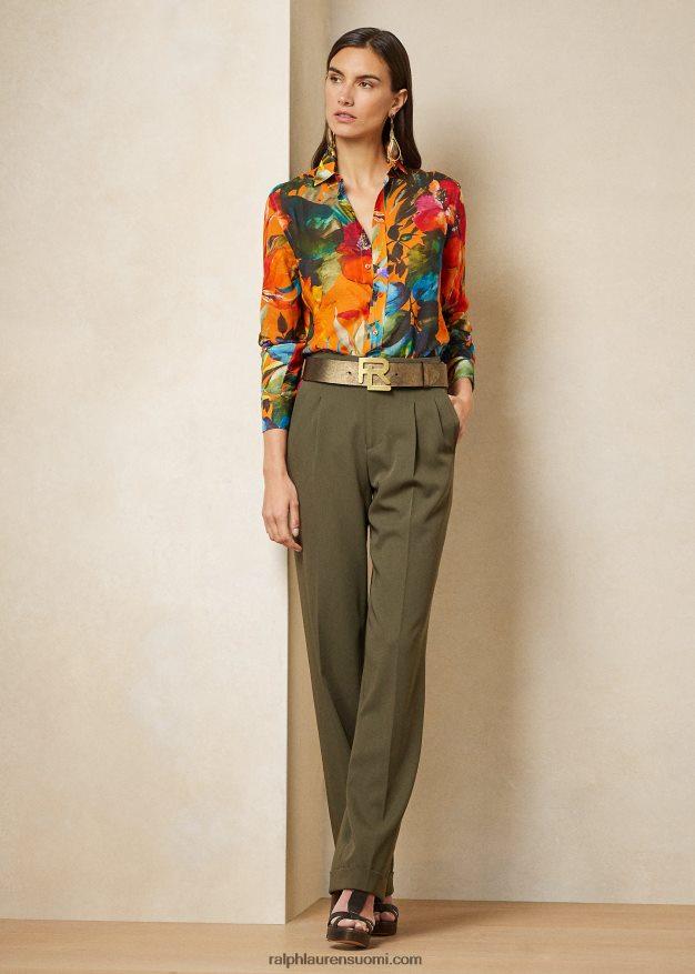 Ralph Lauren naiset adrien print pellava voile paita 0Z24ZR9282 oranssi multi