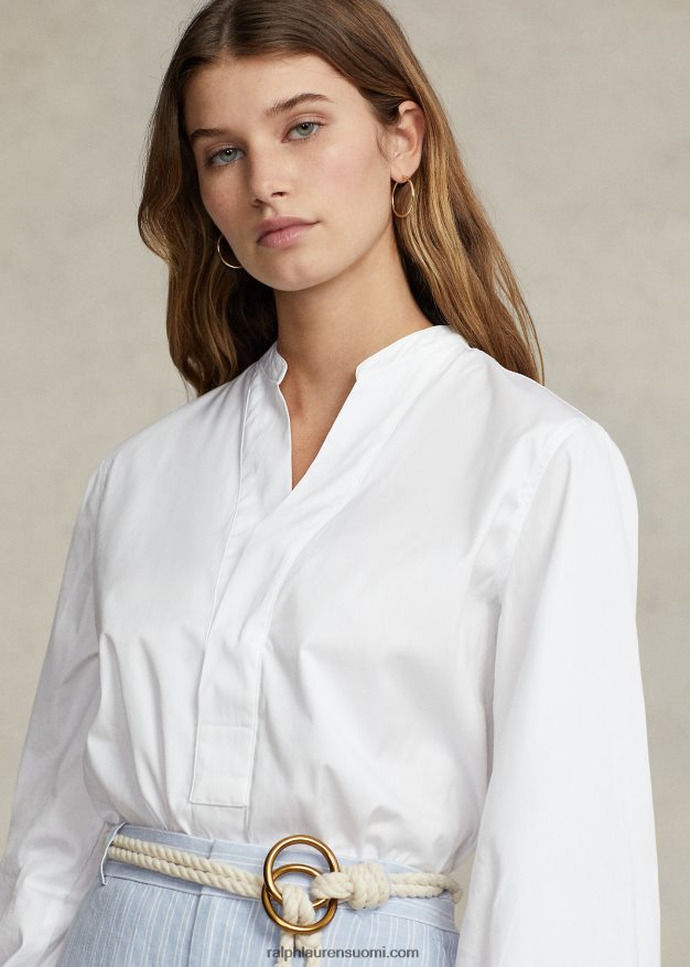 Ralph Lauren naiset boxy fit puuvillapusero-hihainen paita 0Z24ZR2979 valkoinen