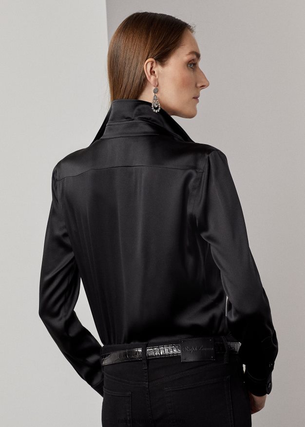 Ralph Lauren naiset cameron stretch mulberry silkkipaita 0Z24ZR9333 musta