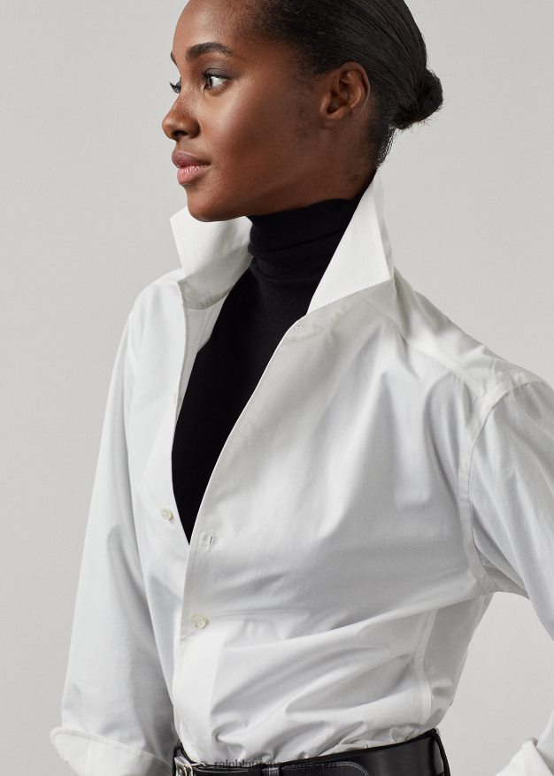 Ralph Lauren naiset capri puuvillainen paita 0Z24ZR3436 valkoinen