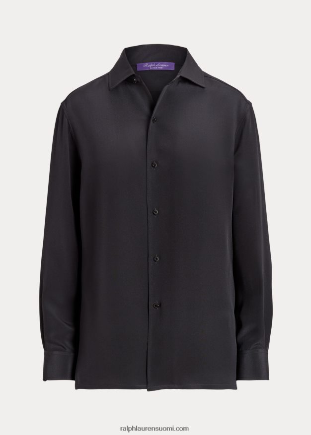 Ralph Lauren naiset capri silkkikreppipaita 0Z24ZR9326 musta