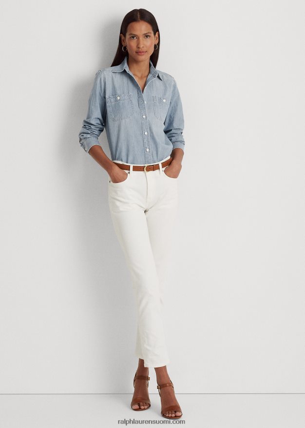 Ralph Lauren naiset chambray puuvillapaita 0Z24ZR4265 chambray