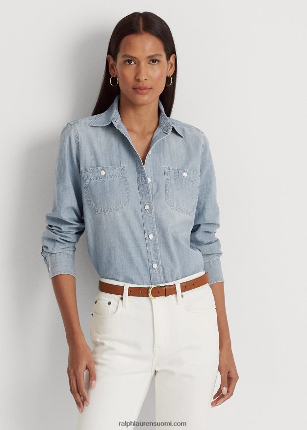 Ralph Lauren naiset chambray puuvillapaita 0Z24ZR4265 chambray