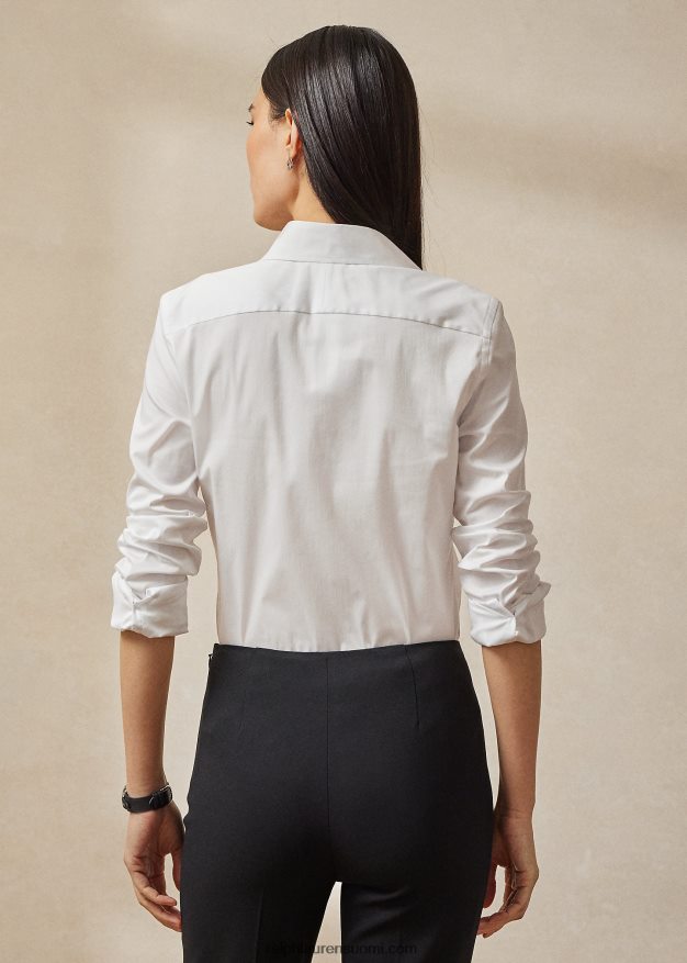 Ralph Lauren naiset charmain joustava popliinipaita 0Z24ZR3444 valkoinen