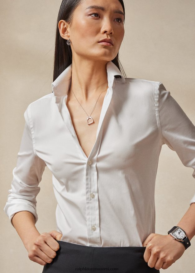 Ralph Lauren naiset charmain joustava popliinipaita 0Z24ZR3444 valkoinen