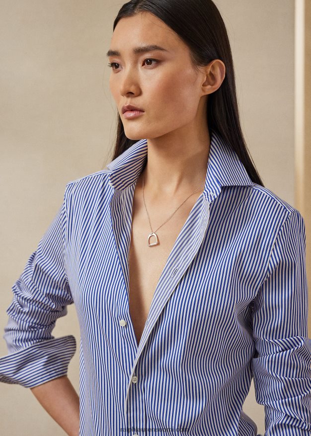 Ralph Lauren naiset charmain raidallinen paita 0Z24ZR9136 valkoinen/klassinen sininen