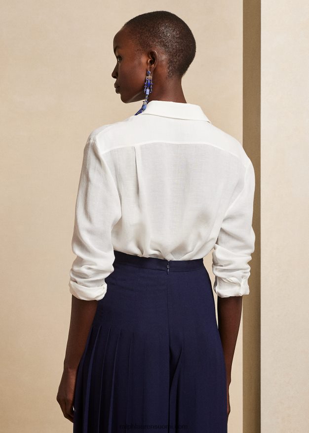Ralph Lauren naiset darien pellava voile paita 0Z24ZR3468 luonnonvalkoinen