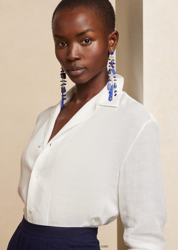 Ralph Lauren naiset darien pellava voile paita 0Z24ZR3468 luonnonvalkoinen