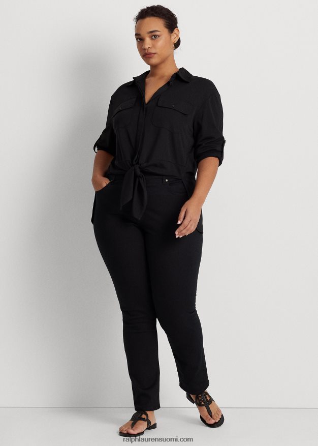 Ralph Lauren naiset edessä solmittava joustava trikoopaita 0Z24ZR4960 musta