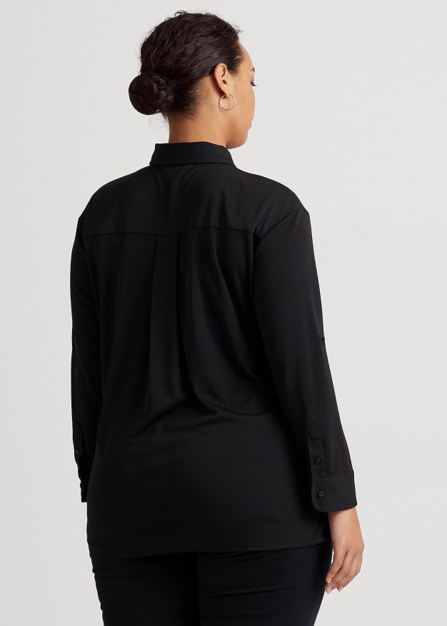 Ralph Lauren naiset edessä solmittava joustava trikoopaita 0Z24ZR4960 musta