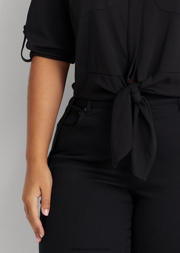 Ralph Lauren naiset edessä solmittava joustava trikoopaita 0Z24ZR4960 musta