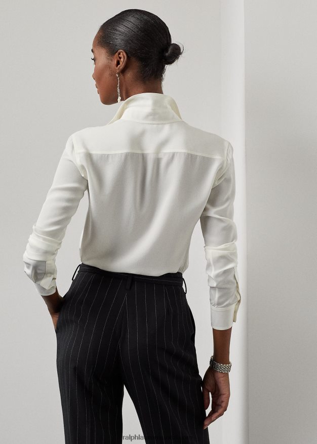 Ralph Lauren naiset hailey mulberry silkki kreppipaita 0Z24ZR3440 luonnonvalkoinen