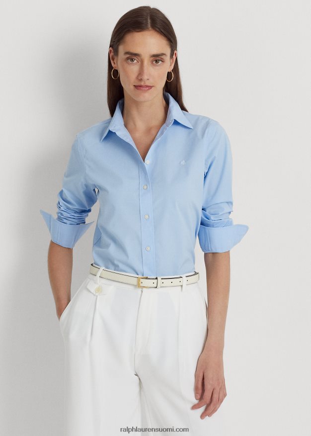 Ralph Lauren naiset helppohoitoinen joustava puuvillapaita 0Z24ZR4233 sininen