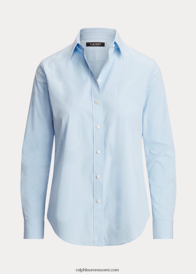 Ralph Lauren naiset helppohoitoinen joustava puuvillapaita 0Z24ZR4233 sininen