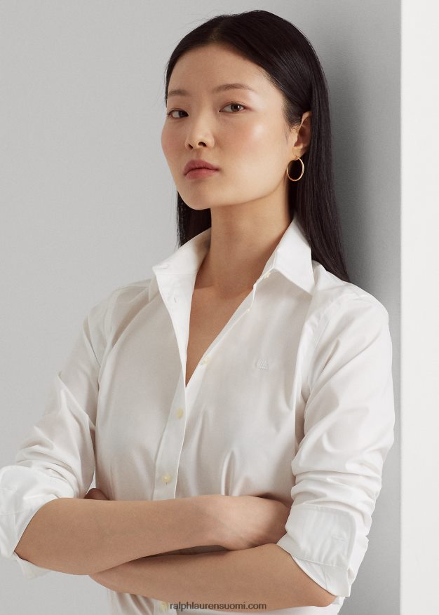 Ralph Lauren naiset helppohoitoinen puuvillapaita 0Z24ZR4482 valkoinen