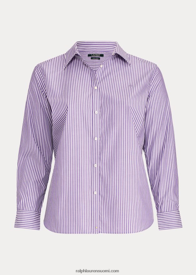 Ralph Lauren naiset helppohoitoinen raidallinen puuvillapaita 0Z24ZR4740