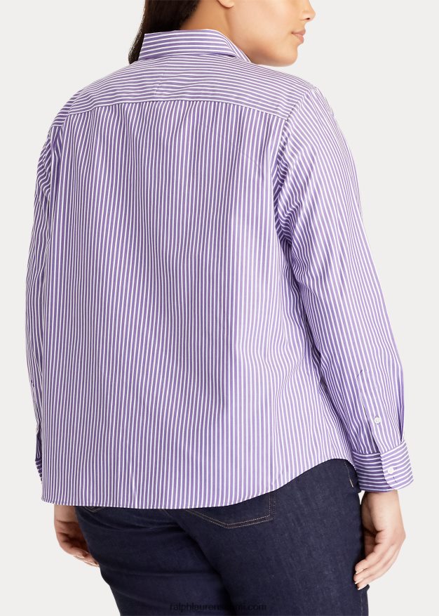 Ralph Lauren naiset helppohoitoinen raidallinen puuvillapaita 0Z24ZR4740