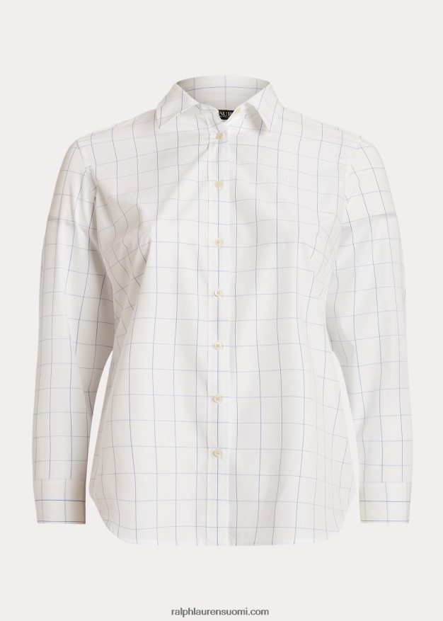 Ralph Lauren naiset ikkunalasillinen puuvillakankainen paita 0Z24ZR4598 valkoinen/sininen