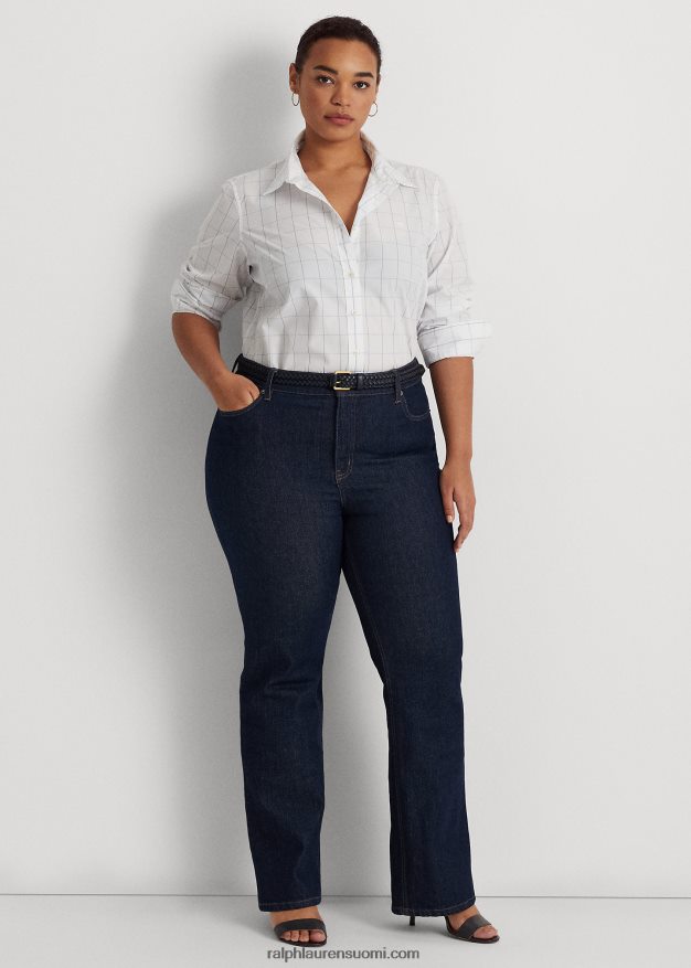 Ralph Lauren naiset ikkunalasillinen puuvillakankainen paita 0Z24ZR4598 valkoinen/sininen