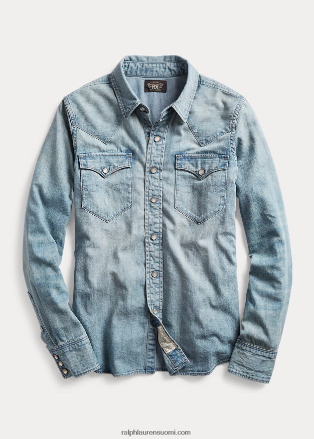 Ralph Lauren naiset indigo denim länsimainen paita 0Z24ZR3611 keskimääräinen pesu