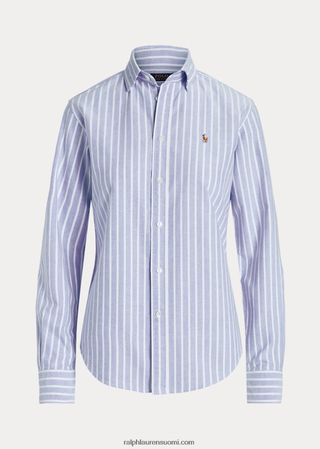 Ralph Lauren naiset klassinen istuvuus raidallinen oxford-paita 0Z24ZR3166 satamasaaren sininen