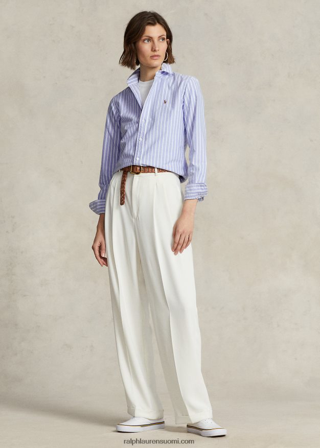 Ralph Lauren naiset klassinen istuvuus raidallinen oxford-paita 0Z24ZR3166 satamasaaren sininen