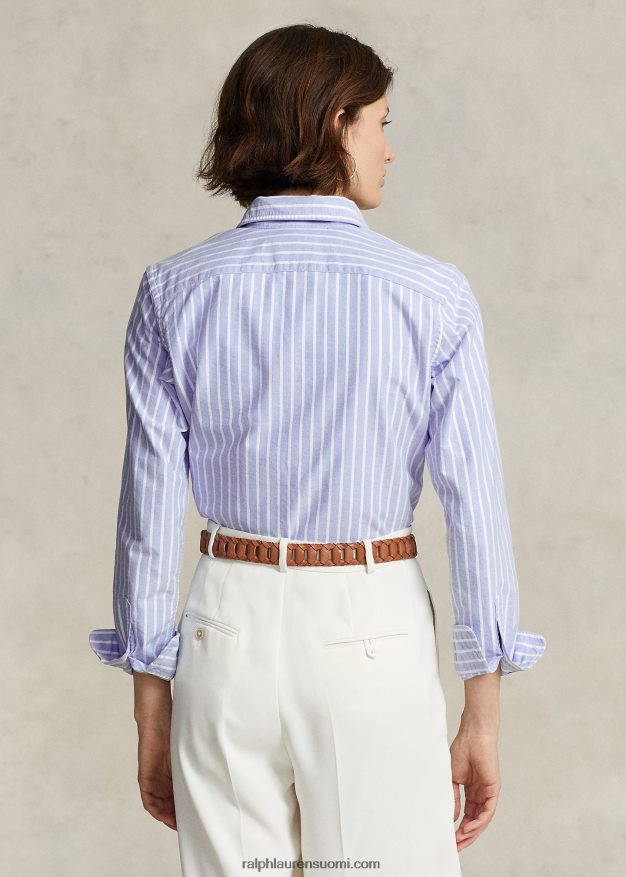 Ralph Lauren naiset klassinen istuvuus raidallinen oxford-paita 0Z24ZR3166 satamasaaren sininen