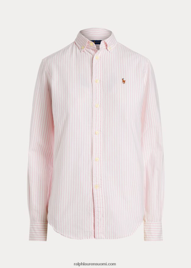 Ralph Lauren naiset klassinen istuvuus raidallinen oxford-paita 0Z24ZR3353 valkoinen/deco pinkki